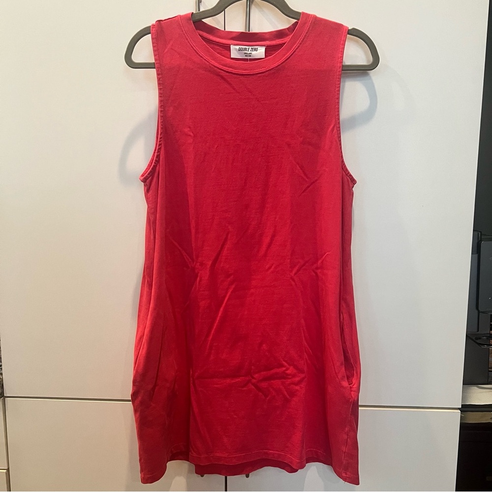 Double Zero acid was tank dress 100% cotton pink large summer